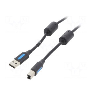 Cable | USB 2.0 | USB A plug,USB B plug | nickel plated | 10m | black