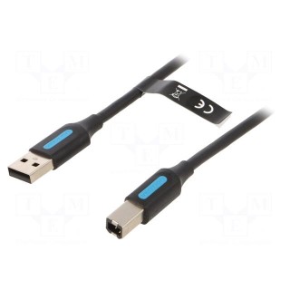 Cable | USB 2.0 | USB A plug,USB B plug | nickel plated | 2m | black
