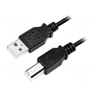 Cable | USB 2.0 | USB A plug,USB B plug | nickel plated | 2m | black
