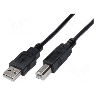 Cable | USB 2.0 | USB A plug,USB B plug | nickel plated | 1.8m | black