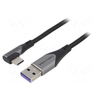 Cable | USB 2.0 | USB A plug,USB C angled plug | 1.5m | black | 5A