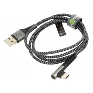 Cable | USB 2.0 | USB A plug,USB C angled plug | 1m | 480Mbps