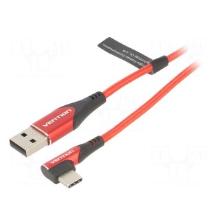 Cable | USB 2.0 | USB A plug,USB C angled plug | 1m | red | 480Mbps