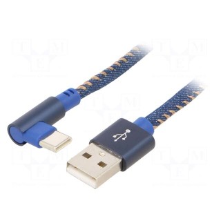 Cable | USB 2.0 | USB A plug,USB C angled plug | gold-plated | 1m