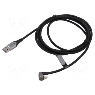Cable | USB 2.0 | USB A plug,USB C angled plug | nickel plated | 2m