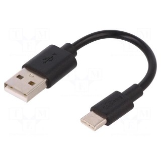 Cable | USB 2.0 | USB A plug,USB C plug | 0.1m | black | Core: Cu