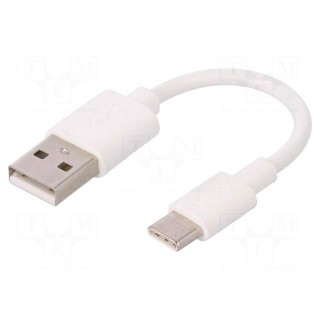 Cable | USB 2.0 | USB A plug,USB C plug | 0.1m | white | Core: Cu