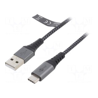 Cable | USB 2.0 | USB A plug,USB C plug | 1m | 480Mbps | textile