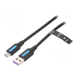 Cable | USB 2.0 | USB A plug,USB C plug | 1m | black | Core: Cu,tinned