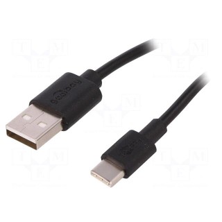 Cable | USB 2.0 | USB A plug,USB C plug | 0.5m | black | Core: Cu