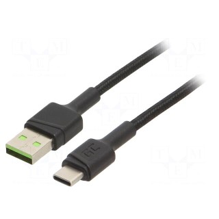 Cable | USB 2.0 | USB A plug,USB C plug | 0.3m | black | 480Mbps | 18W