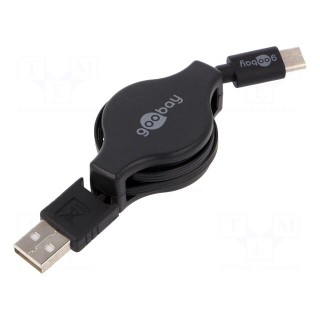 Cable | USB 2.0 | USB A plug,USB C plug | 1m | black