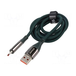 Cable | USB 2.0 | USB A plug,USB C plug | 1m | black | 480Mbps | textile