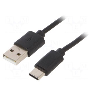 Cable | USB 2.0 | USB A plug,USB C plug | 1m | black | Cablexpert