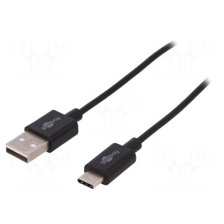 Cable | USB 2.0 | USB A plug,USB C plug | 1m | black | Core: Cu | 480Mbps