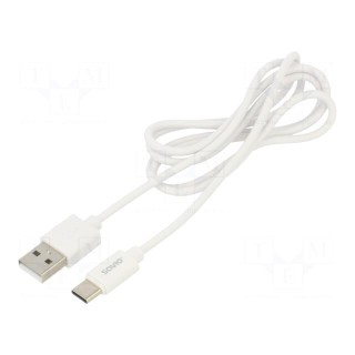 Cable | USB 2.0 | USB A plug,USB C plug | 1m | white | 480Mbps | 2.1A
