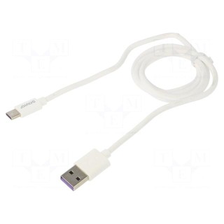 Cable | USB 2.0 | USB A plug,USB C plug | 1m | white | 480Mbps | 5A