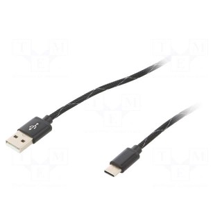Cable | USB 2.0 | USB A plug,USB C plug | 2.5m | black | textile