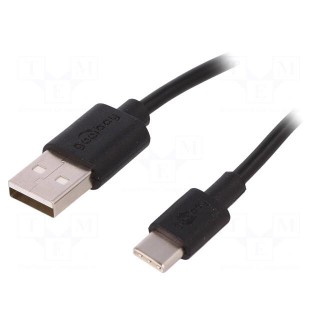 Cable | USB 2.0 | USB A plug,USB C plug | 2m | black | Core: Cu | 480Mbps