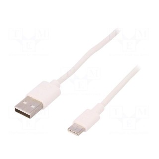 Cable | USB 2.0 | USB A plug,USB C plug | 2m | white | Core: Cu | 480Mbps