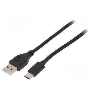 Cable | USB 2.0 | USB A plug,USB C plug | gold-plated | 1.8m | black