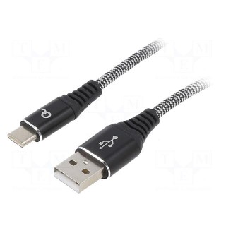 Cable | USB 2.0 | USB A plug,USB C plug | gold-plated | 1m | black