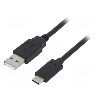 Cable | USB 2.0 | USB A plug,USB C plug | gold-plated | 1m | black | PVC