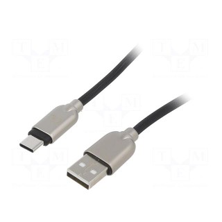 Cable | USB 2.0 | USB A plug,USB C plug | gold-plated | 2m | black