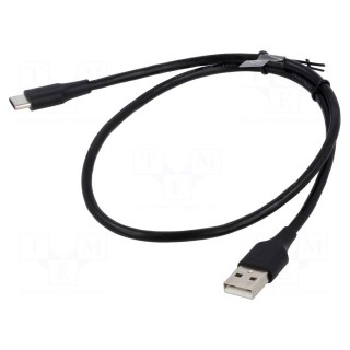 Cable | USB 2.0 | USB A plug,USB C plug | nickel plated | 0.25m | PVC