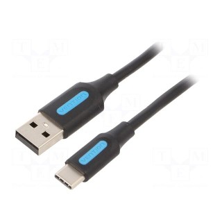 Cable | USB 2.0 | USB A plug,USB C plug | nickel plated | 1.5m | PVC