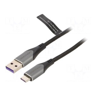 Cable | USB 2.0 | USB A plug,USB C plug | nickel plated | 1m | black