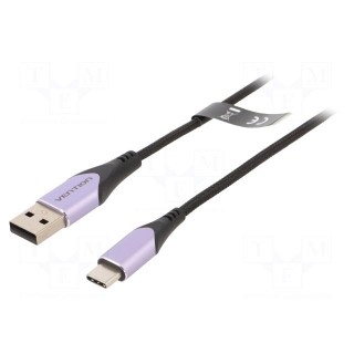 Cable | USB 2.0 | USB A plug,USB C plug | nickel plated | 1.5m | black