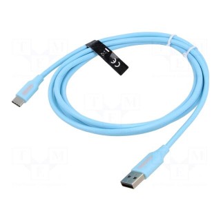Cable | USB 2.0 | USB A plug,USB C plug | nickel plated | 1m | 480Mbps