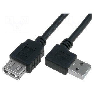 Cable | USB 2.0 | USB A socket,USB A angled plug | 1.8m | black