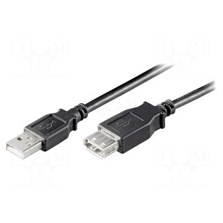 Cable | USB 2.0 | USB A socket,USB A plug | 3m | black | Core: Cu