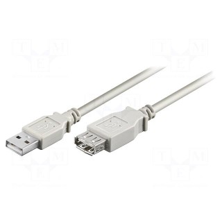 Cable | USB 2.0 | USB A socket,USB A plug | 0.6m | grey | Core: Cu | PVC