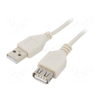 Cable | USB 2.0 | USB A socket,USB A plug | 0.75m | beige | PVC