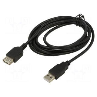 Cable | USB 2.0 | USB A socket,USB A plug | 1.8m | black | Core: Cu