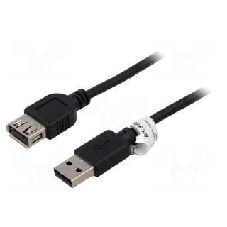 Cable | USB 2.0 | USB A socket,USB A plug | 1.8m | black | Core: Cu