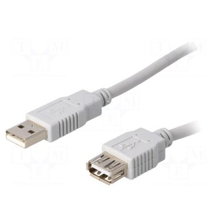 Cable | USB 2.0 | USB A socket,USB A plug | 1.8m | grey | Core: CCA