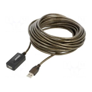 Cable | USB 2.0 | USB A socket,USB A plug | 10m | black | 26AWG,28AWG