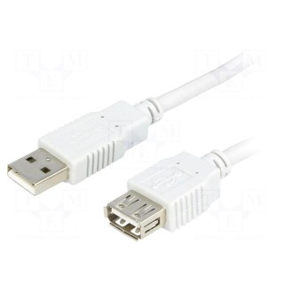 Cable | USB 2.0 | USB A socket,USB A plug | 2m | light grey