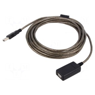 Cable | USB 2.0 | USB A socket,USB A plug | 5m | black | 26AWG,28AWG