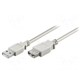 Cable | USB 2.0 | USB A socket,USB A plug | 5m | grey | 480Mbps