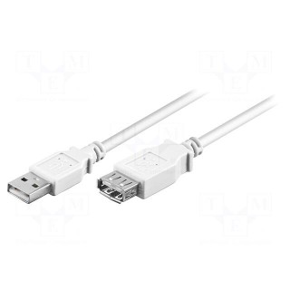 Cable | USB 2.0 | USB A socket,USB A plug | 5m | white | Core: Cu