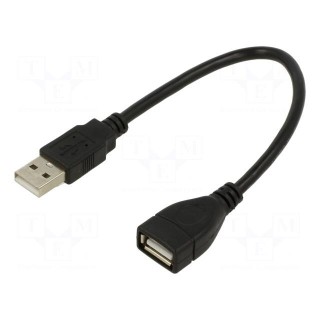 Cable | USB 2.0 | USB A socket,USB A plug | nickel plated | 0.15m