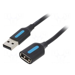 Cable | USB 2.0 | USB A socket,USB A plug | nickel plated | 1.5m