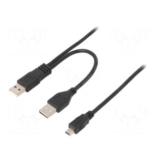 Cable | USB 2.0 | USB A socket,USB A plug x2 | gold-plated | 0.9m