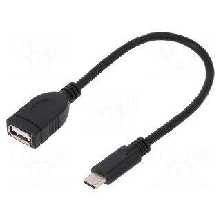 Cable | USB 2.0 | USB A socket,USB C plug | 200mm | black