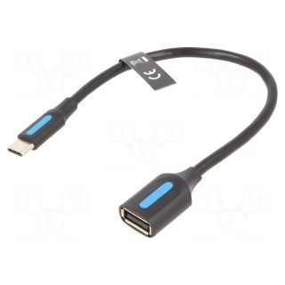 Cable | USB 2.0 | USB A socket,USB C plug | nickel plated | 0.15m